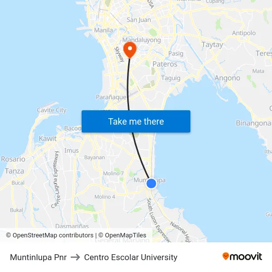 Muntinlupa Pnr to Centro Escolar University map