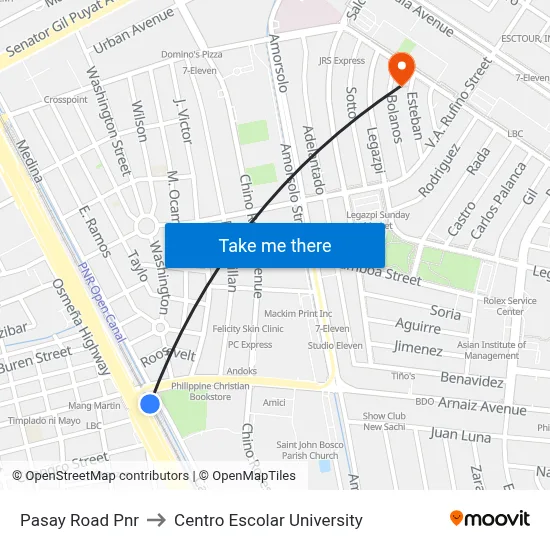 Pasay Road Pnr to Centro Escolar University map
