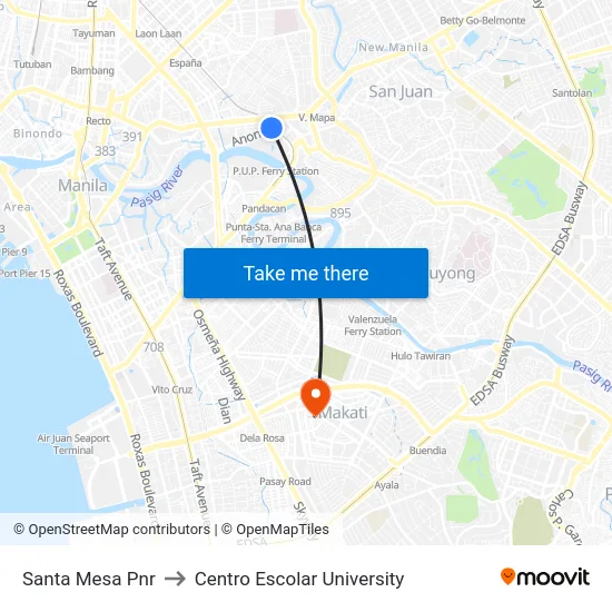 Santa Mesa Pnr to Centro Escolar University map