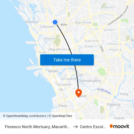 Floresco North Mortuary, Macarthur Highway, Caloocan City to Centro Escolar University map