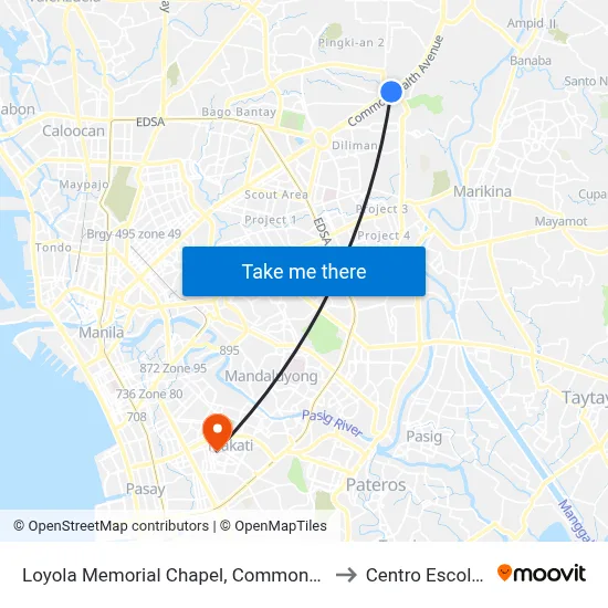 Loyola Memorial Chapel, Commonwealth Avenue, Quezon City to Centro Escolar University map