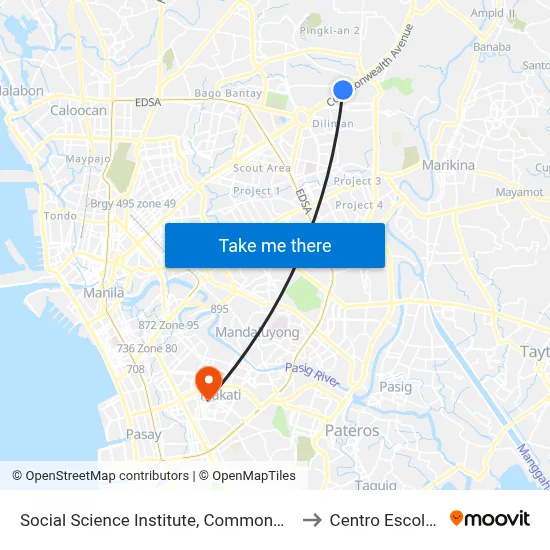 Social Science Institute, Commonwealth Avenue, Quezon City to Centro Escolar University map