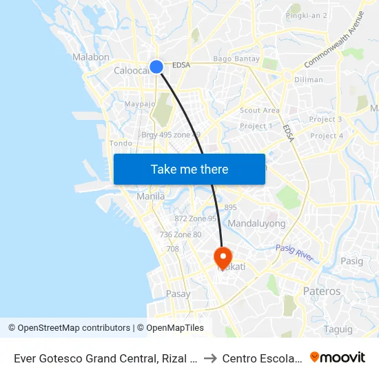 Ever Gotesco Grand Central, Rizal Avenue, Caloocan City to Centro Escolar University map