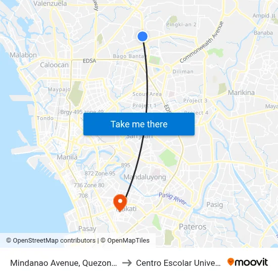 Mindanao Avenue, Quezon City to Centro Escolar University map