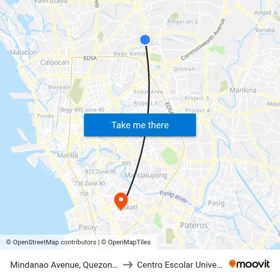 Mindanao Avenue, Quezon City to Centro Escolar University map