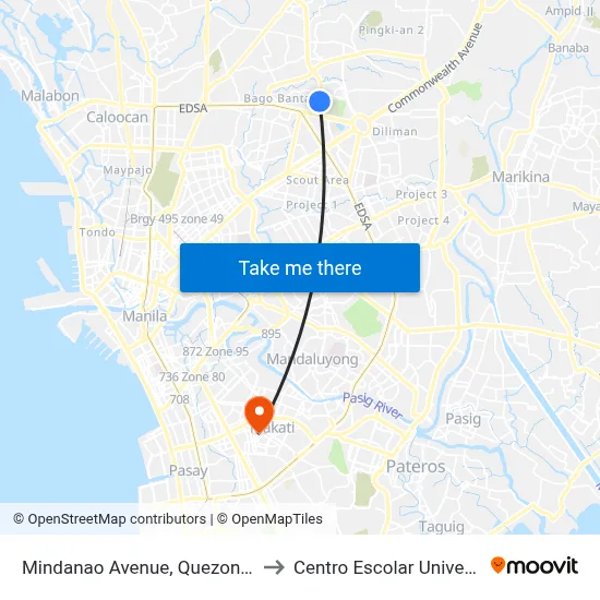 Mindanao Avenue, Quezon City to Centro Escolar University map