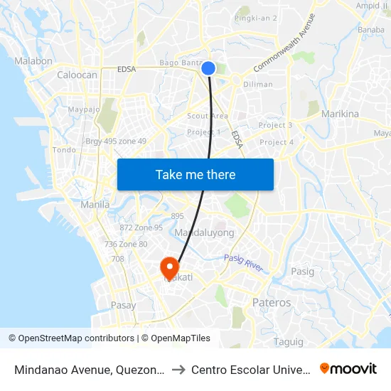 Mindanao Avenue, Quezon City to Centro Escolar University map