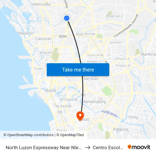 North Luzon Expressway Near Nlex Complex, Caloocan City to Centro Escolar University map