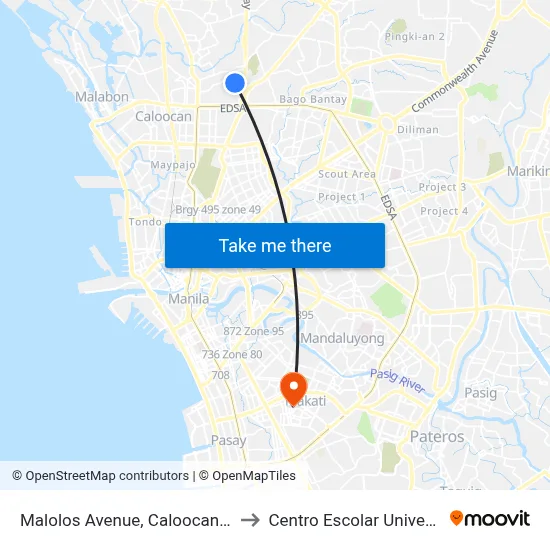 Malolos Avenue, Caloocan City to Centro Escolar University map