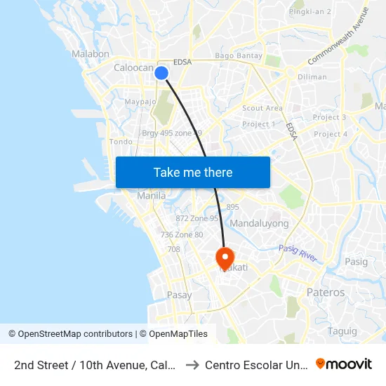 2nd Street / 10th Avenue, Caloocan City to Centro Escolar University map