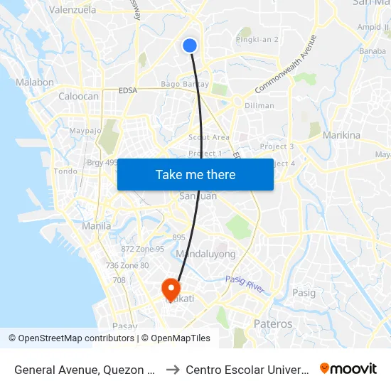 General Avenue, Quezon City to Centro Escolar University map