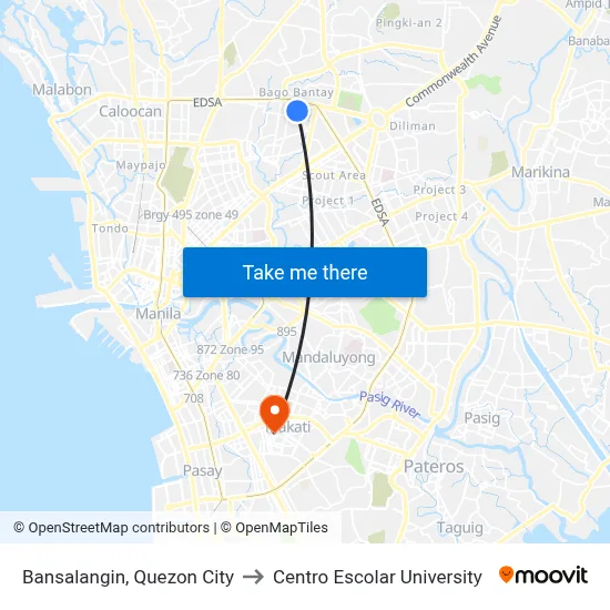 Bansalangin, Quezon City to Centro Escolar University map