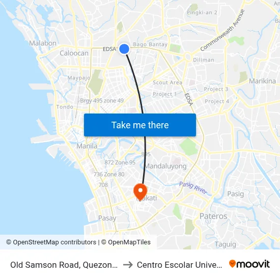 Old Samson Road, Quezon City to Centro Escolar University map