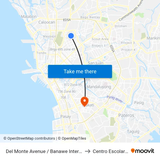 Del Monte Avenue / Banawe Intersection, Quezon City to Centro Escolar University map