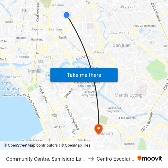 Community Centre, San Isidro Labrador, Quezon City to Centro Escolar University map