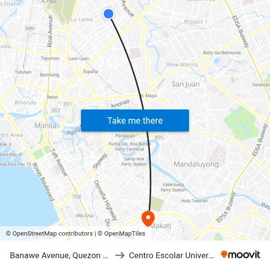 Banawe Avenue, Quezon City to Centro Escolar University map