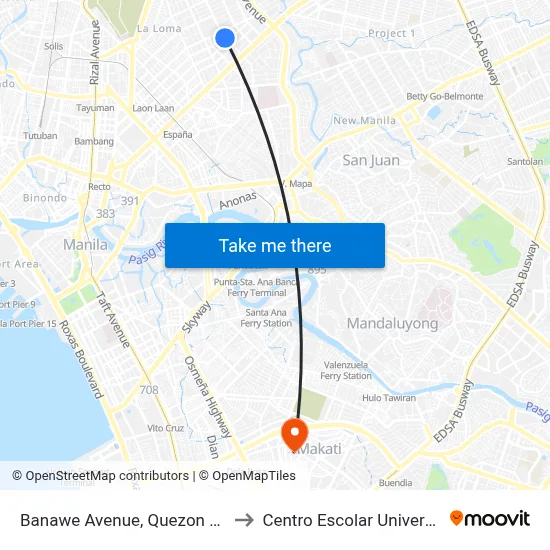 Banawe Avenue, Quezon City to Centro Escolar University map