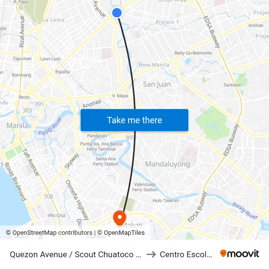 Quezon Avenue / Scout Chuatoco Intersection, Quezon City to Centro Escolar University map