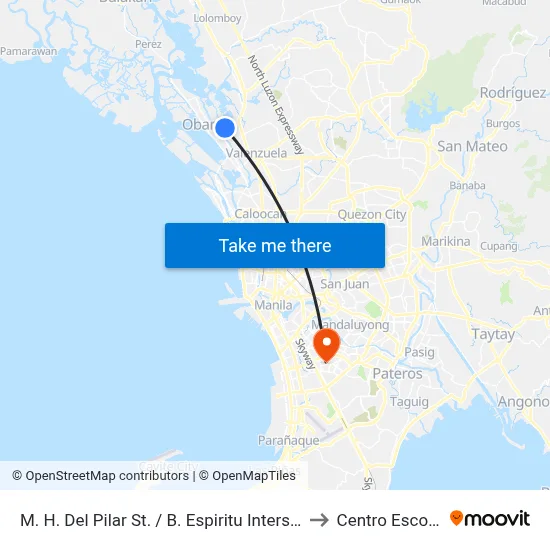 M. H. Del Pilar St. / B. Espiritu Intersection, Mabolo, Valenzuela City to Centro Escolar University map
