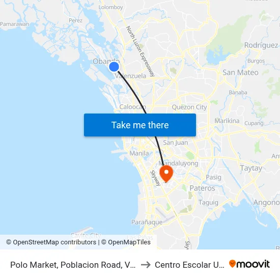 Polo Market, Poblacion Road, Valenzuela City to Centro Escolar University map