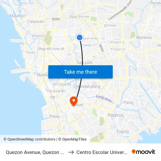 Quezon Avenue, Quezon City to Centro Escolar University map