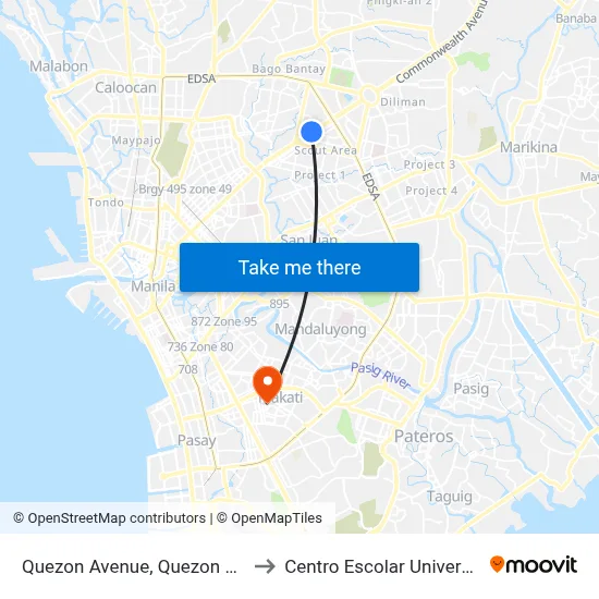 Quezon Avenue, Quezon City to Centro Escolar University map