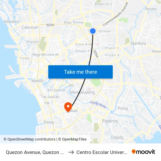 Quezon Avenue, Quezon City to Centro Escolar University map