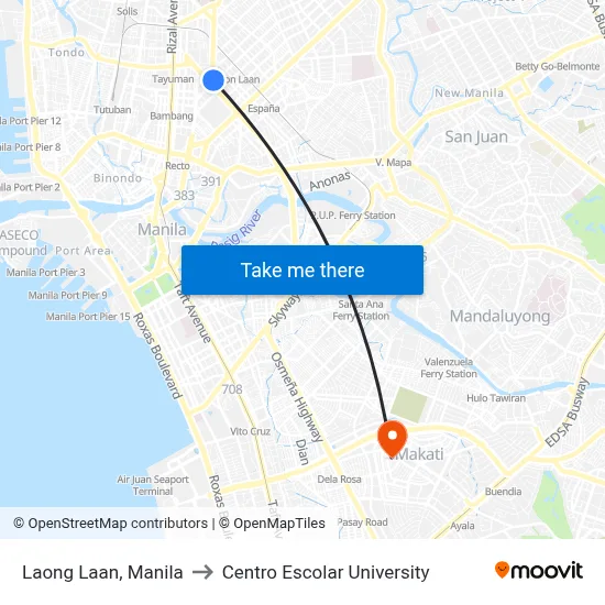 Laong Laan, Manila to Centro Escolar University map