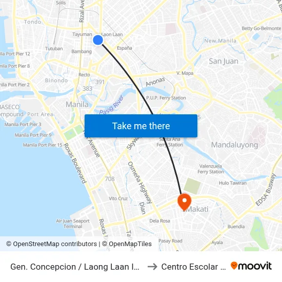 Gen. Concepcion / Laong Laan Intersection, Manila to Centro Escolar University map