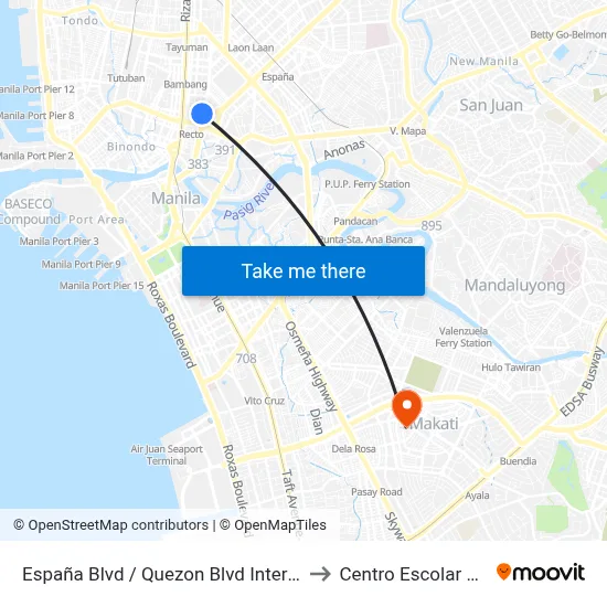 España Blvd / Quezon Blvd  Intersection, Manila to Centro Escolar University map