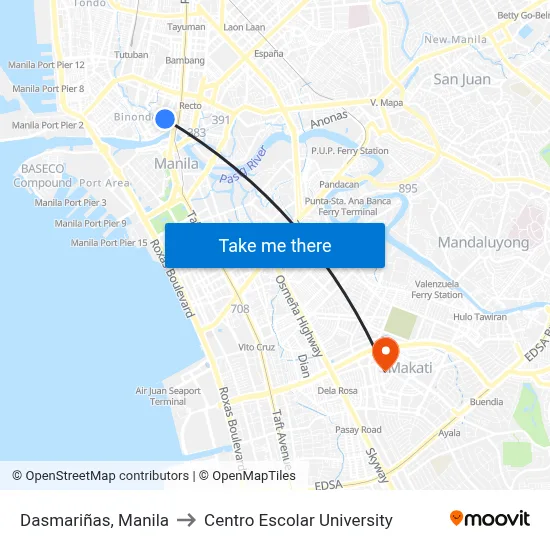 Dasmariñas, Manila to Centro Escolar University map