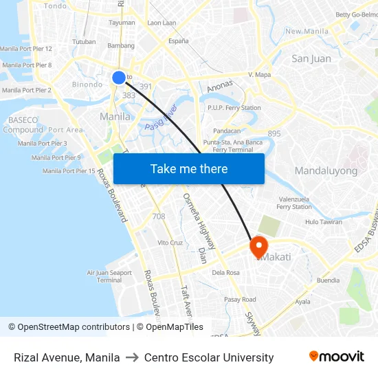 Rizal Avenue, Manila to Centro Escolar University map