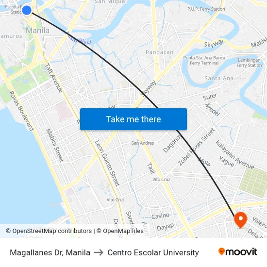 Magallanes Dr, Manila to Centro Escolar University map