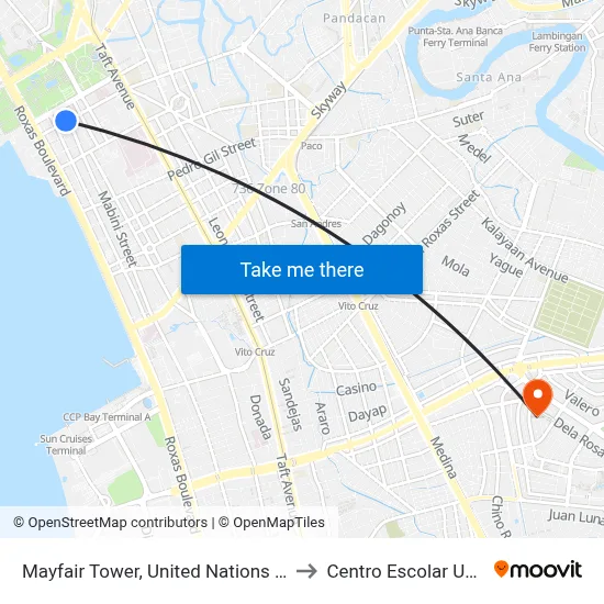 Mayfair Tower, United Nations Ave, Manila to Centro Escolar University map