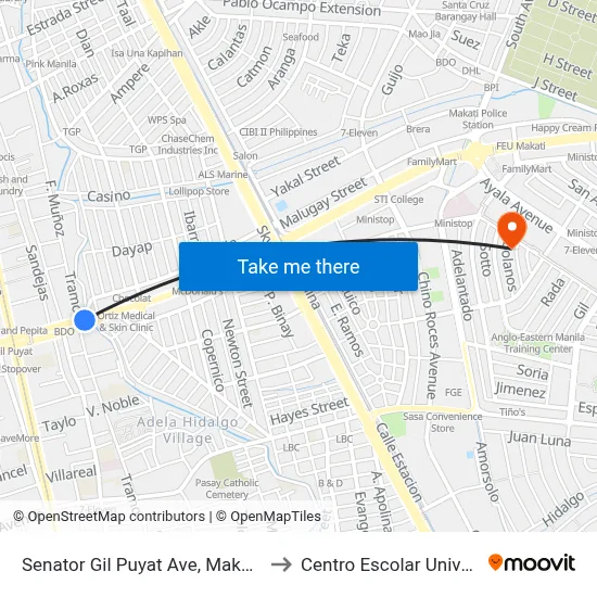 Senator Gil Puyat Ave, Makati City to Centro Escolar University map