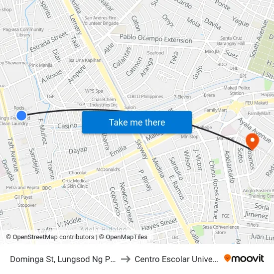 Dominga St, Lungsod Ng Pasay to Centro Escolar University map