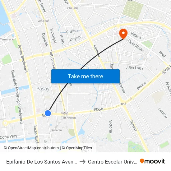 Epifanio De Los Santos Avenue, 329 to Centro Escolar University map