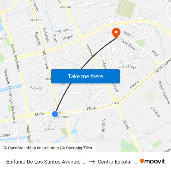 Epifanio De Los Santos Avenue, Lungsod Ng Pasay to Centro Escolar University map