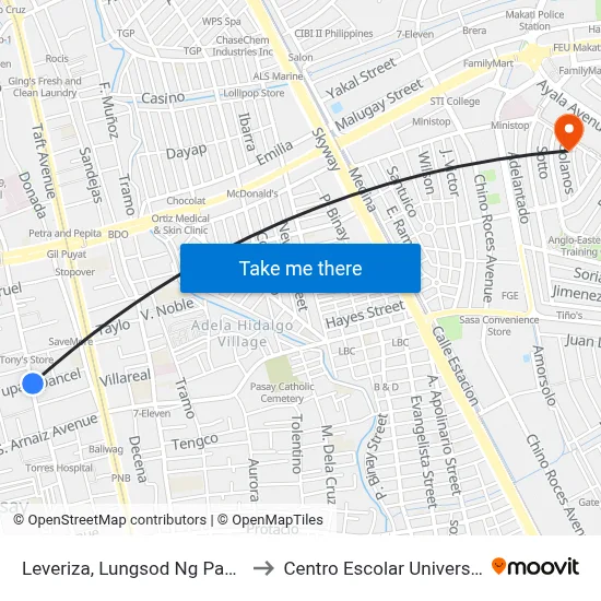 Leveriza, Lungsod Ng Pasay to Centro Escolar University map