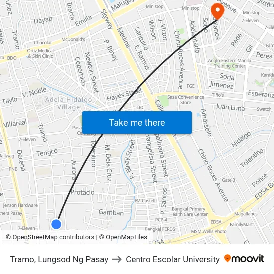 Tramo, Lungsod Ng Pasay to Centro Escolar University map