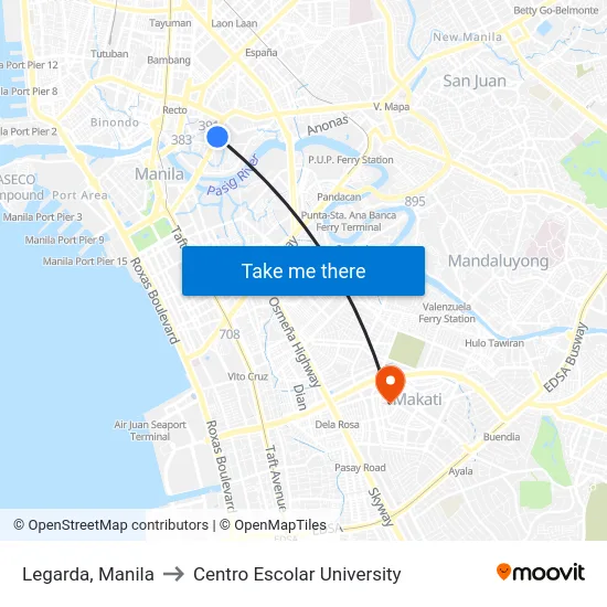 Legarda, Manila to Centro Escolar University map