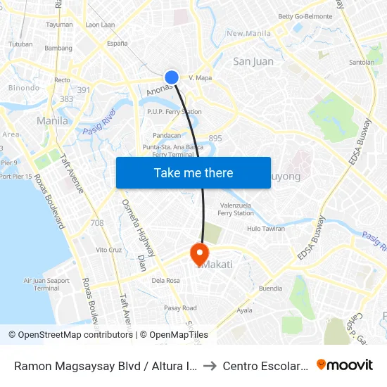 Ramon Magsaysay Blvd / Altura Intersection, Manila to Centro Escolar University map