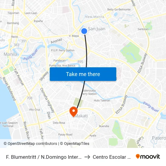 F. Blumentritt / N.Domingo Intersection, Manila to Centro Escolar University map
