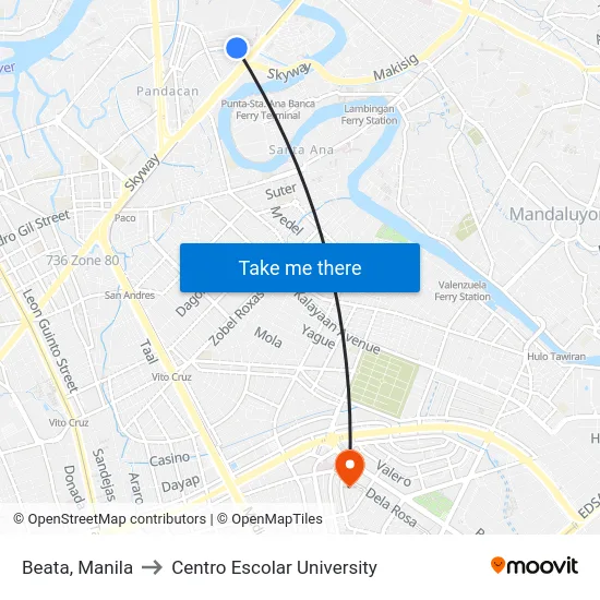 Beata, Manila to Centro Escolar University map