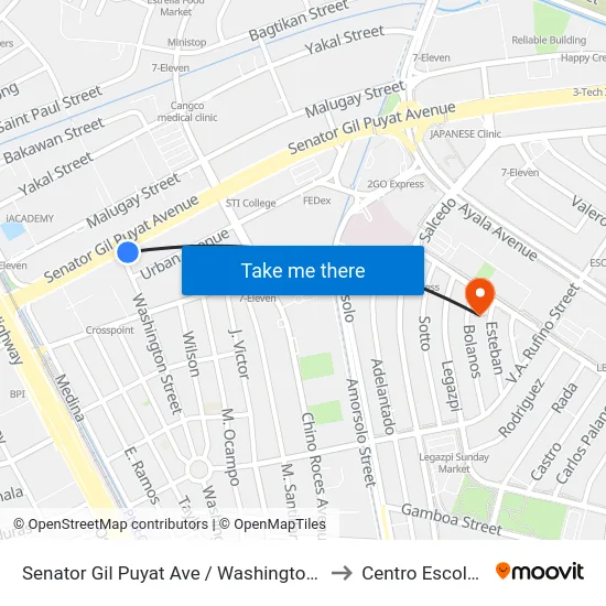 Senator Gil Puyat Ave / Washington Intersection, Makati City to Centro Escolar University map