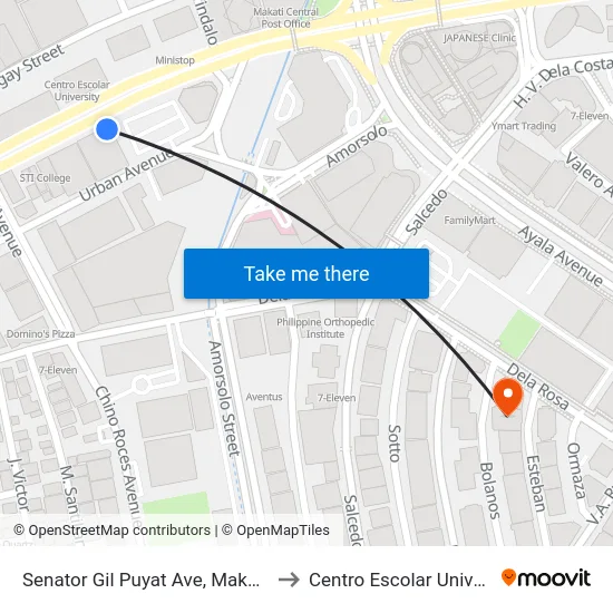Senator Gil Puyat Ave, Makati City to Centro Escolar University map