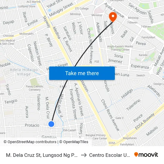 M. Dela Cruz St, Lungsod Ng Pasay, Manila to Centro Escolar University map