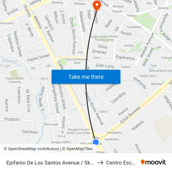 Epifanio De Los Santos Avenue / Skyway , Lungsod Ng Makati, Manila to Centro Escolar University map