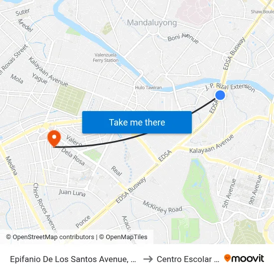 Epifanio De Los Santos Avenue, Makati City, Manila to Centro Escolar University map