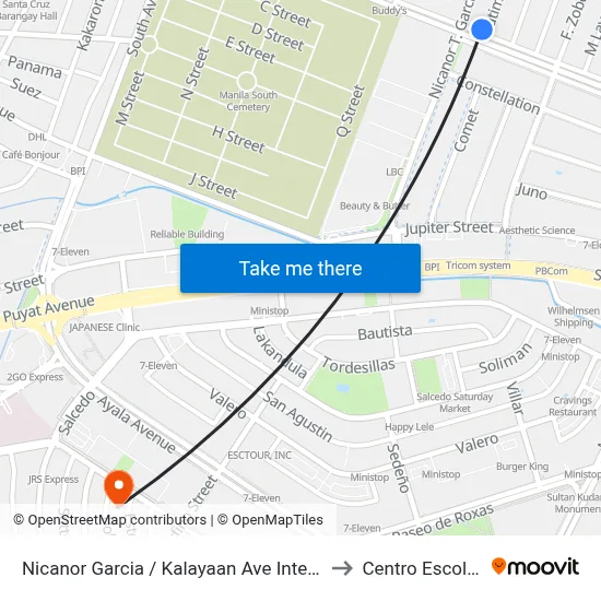 Nicanor Garcia / Kalayaan Ave Intersection, Makati City, Manila to Centro Escolar University map